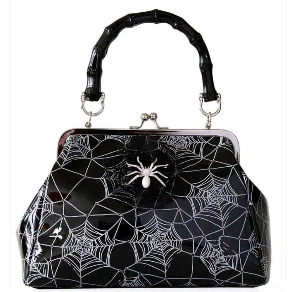 Elegant Black Spider Web Clutch